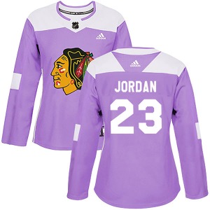 Michael Jordan Chicago Blackhawks Adidas Women's Authentic Fights Cancer Practice Jersey (Purple)
