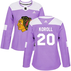 Cliff Koroll Chicago Blackhawks Adidas Women's Authentic Fights Cancer Practice Jersey (Purple)