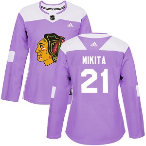 Stan Mikita Chicago Blackhawks Adidas Women's Authentic Fights Cancer Practice Jersey (Purple)