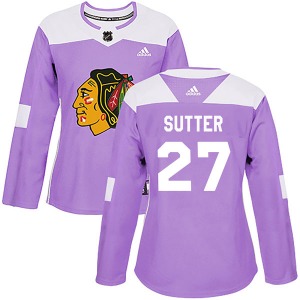 Darryl Sutter Chicago Blackhawks Adidas Women's Authentic Fights Cancer Practice Jersey (Purple)