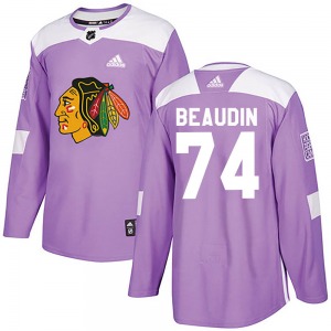 Nicolas Beaudin Chicago Blackhawks Adidas Authentic ized Fights Cancer Practice Jersey (Purple)