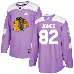 Caleb Jones Chicago Blackhawks Adidas Authentic Fights Cancer Practice Jersey (Purple)