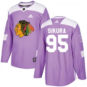 Dylan Sikura Chicago Blackhawks Adidas Authentic Fights Cancer Practice Jersey (Purple)