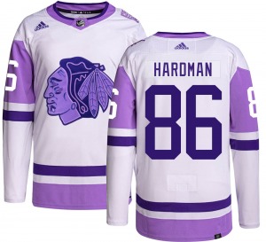 Mike Hardman Chicago Blackhawks Adidas Youth Authentic Hockey Fights Cancer Jersey