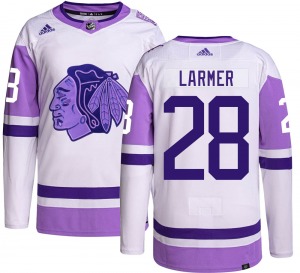 Steve Larmer Chicago Blackhawks Adidas Youth Authentic Hockey Fights Cancer Jersey