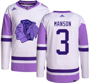 Dave Manson Chicago Blackhawks Adidas Youth Authentic Hockey Fights Cancer Jersey