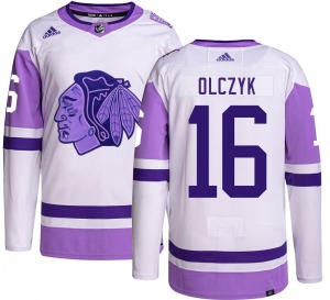 Ed Olczyk Chicago Blackhawks Adidas Youth Authentic Hockey Fights Cancer Jersey