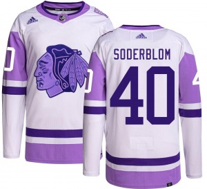 Arvid Soderblom Chicago Blackhawks Adidas Youth Authentic Hockey Fights Cancer Jersey