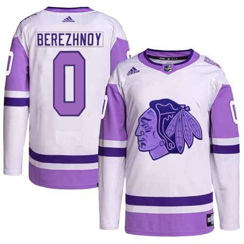 Stanislav Berezhnoy Chicago Blackhawks Adidas Youth Authentic Hockey Fights Cancer Primegreen Jersey (White/Purple)