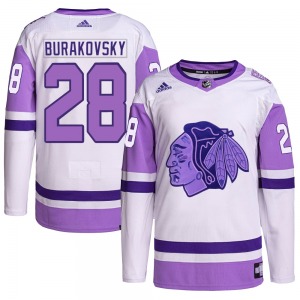Andre Burakovsky Chicago Blackhawks Adidas Youth Authentic Hockey Fights Cancer Primegreen Jersey (White/Purple)
