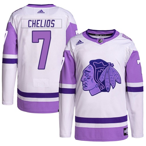 Chris Chelios Chicago Blackhawks Adidas Youth Authentic Hockey Fights Cancer Primegreen Jersey (White/Purple)