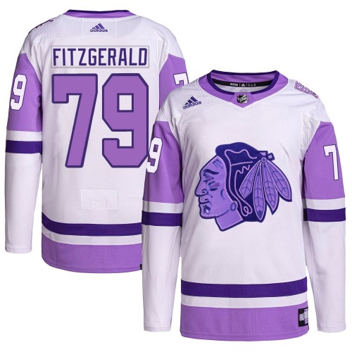 Cavan Fitzgerald Chicago Blackhawks Adidas Youth Authentic Hockey Fights Cancer Primegreen Jersey (White/Purple)