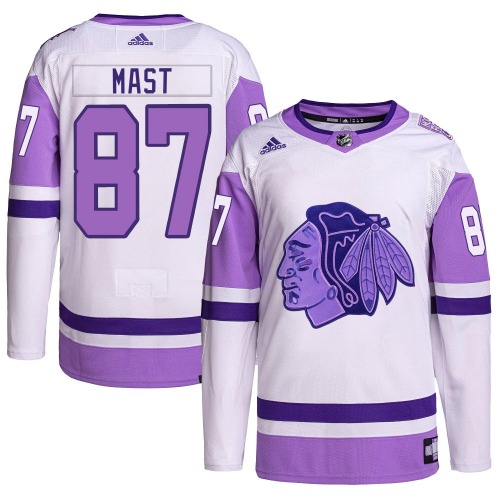 Ryan Mast Chicago Blackhawks Adidas Youth Authentic Hockey Fights Cancer Primegreen Jersey (White/Purple)