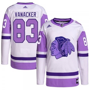 Marek Vanacker Chicago Blackhawks Adidas Youth Authentic Hockey Fights Cancer Primegreen Jersey (White/Purple)