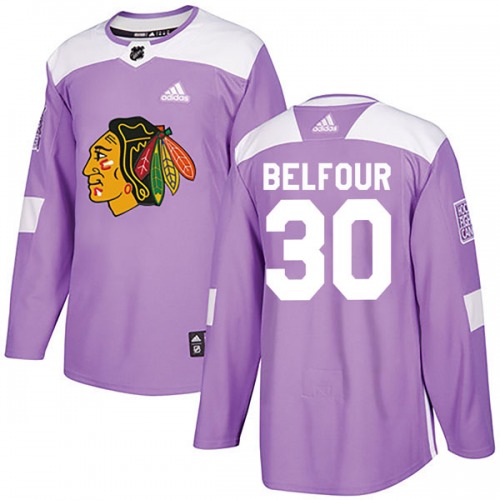 ED Belfour Chicago Blackhawks Adidas Youth Authentic Fights Cancer Practice Jersey (Purple)