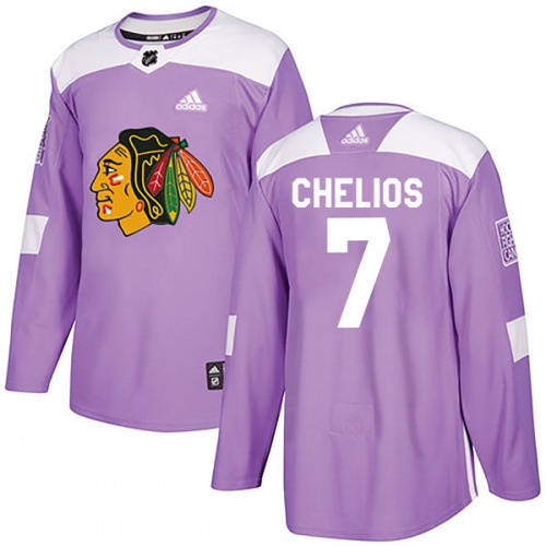 Chris Chelios Chicago Blackhawks Adidas Youth Authentic Fights Cancer Practice Jersey (Purple)