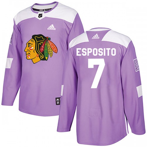 Phil Esposito Chicago Blackhawks Adidas Youth Authentic Fights Cancer Practice Jersey (Purple)