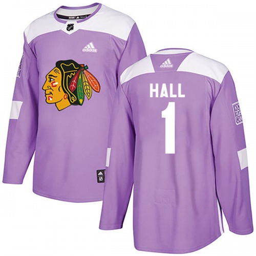 Glenn Hall Chicago Blackhawks Adidas Youth Authentic Fights Cancer Practice Jersey (Purple)