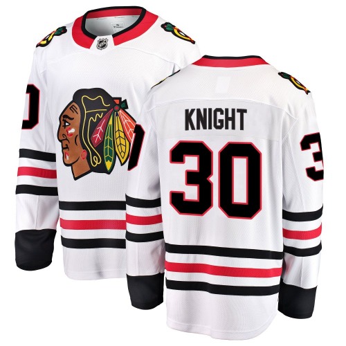 Spencer Knight Chicago Blackhawks Fanatics Branded Breakaway Away Jersey (White)