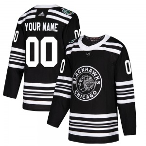 Custom Chicago Blackhawks Adidas Authentic Custom 2019 Winter Classic Jersey (Black)