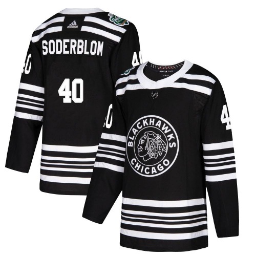 Arvid Soderblom Chicago Blackhawks Adidas Authentic 2019 Winter Classic Jersey (Black)