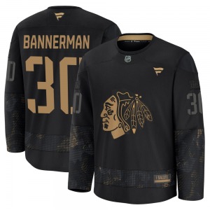 Murray Bannerman Chicago Blackhawks Fanatics Youth Premium 2024 Military Appreciation Practice Jersey (Black)