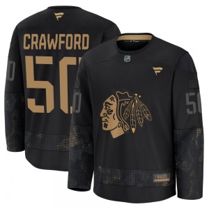 Corey Crawford Chicago Blackhawks Fanatics Youth Premium 2024 Military Appreciation Practice Jersey (Black)