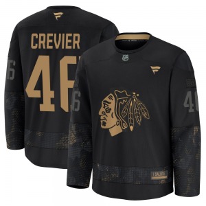 Louis Crevier Chicago Blackhawks Fanatics Youth Premium 2024 Military Appreciation Practice Jersey (Black)