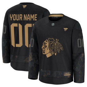 Custom Chicago Blackhawks Fanatics Youth Premium Custom 2024 Military Appreciation Practice Jersey (Black)