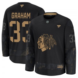 Dirk Graham Chicago Blackhawks Fanatics Youth Premium 2024 Military Appreciation Practice Jersey (Black)