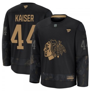 Wyatt Kaiser Chicago Blackhawks Fanatics Youth Premium 2024 Military Appreciation Practice Jersey (Black)