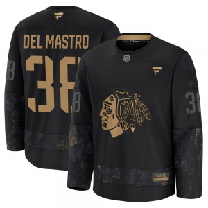 Ethan Del Mastro Chicago Blackhawks Fanatics Youth Premium 2024 Military Appreciation Practice Jersey (Black)