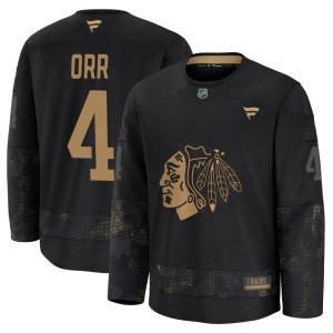 Bobby Orr Chicago Blackhawks Fanatics Youth Premium 2024 Military Appreciation Practice Jersey (Black)