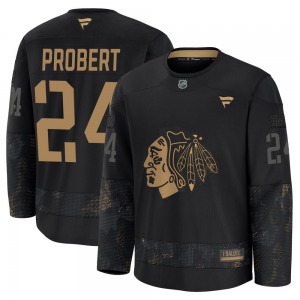 Bob Probert Chicago Blackhawks Fanatics Youth Premium 2024 Military Appreciation Practice Jersey (Black)