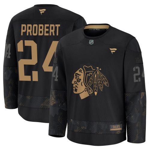 Bob Probert Chicago Blackhawks Fanatics Youth Premium 2024 Military Appreciation Practice Jersey (Black)