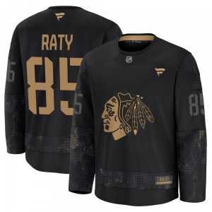 Aku Raty Chicago Blackhawks Fanatics Youth Premium 2024 Military Appreciation Practice Jersey (Black)