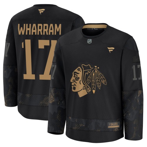 Kenny Wharram Chicago Blackhawks Fanatics Youth Premium 2024 Military Appreciation Practice Jersey (Black)