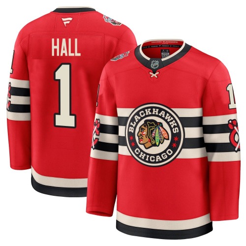 Glenn Hall Chicago Blackhawks Fanatics Youth Premium 2025 Winter Classic Jersey (Red)