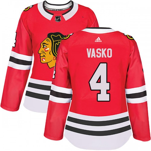 Elmer Vasko Chicago Blackhawks Adidas Women's Authentic Home Jersey (Red)