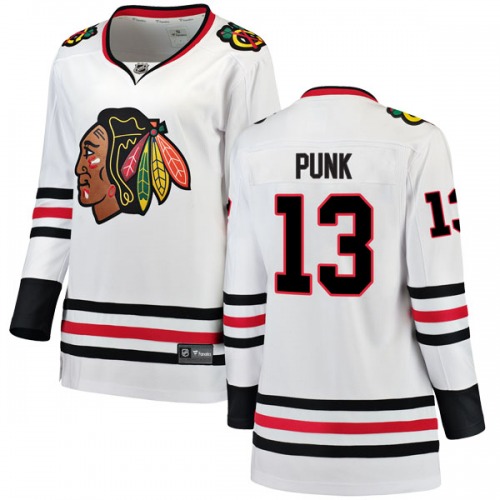 CM Punk Chicago Blackhawks Fanatics Branded Women's Breakaway Away Jersey (White)