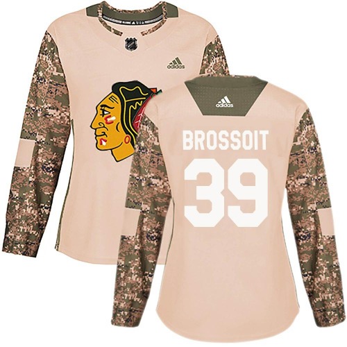 Laurent Brossoit Chicago Blackhawks Women's Authentic adidas Veterans Day Practice Jersey (Camo)