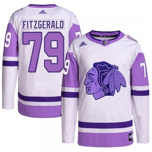 Cavan Fitzgerald Chicago Blackhawks Adidas Authentic Hockey Fights Cancer Primegreen Jersey (White/Purple)