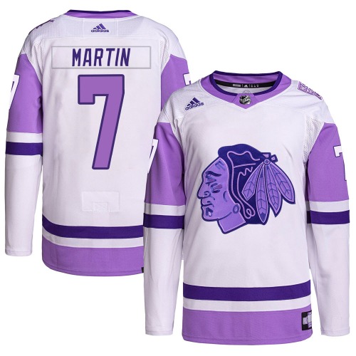 Pit Martin Chicago Blackhawks Adidas Authentic Hockey Fights Cancer Primegreen Jersey (White/Purple)
