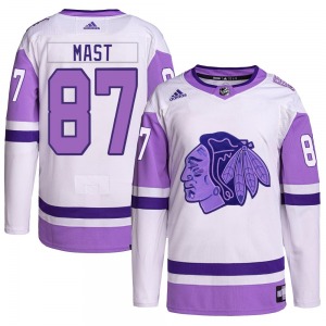 Ryan Mast Chicago Blackhawks Adidas Authentic Hockey Fights Cancer Primegreen Jersey (White/Purple)