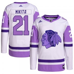 Stan Mikita Chicago Blackhawks Adidas Authentic Hockey Fights Cancer Primegreen Jersey (White/Purple)