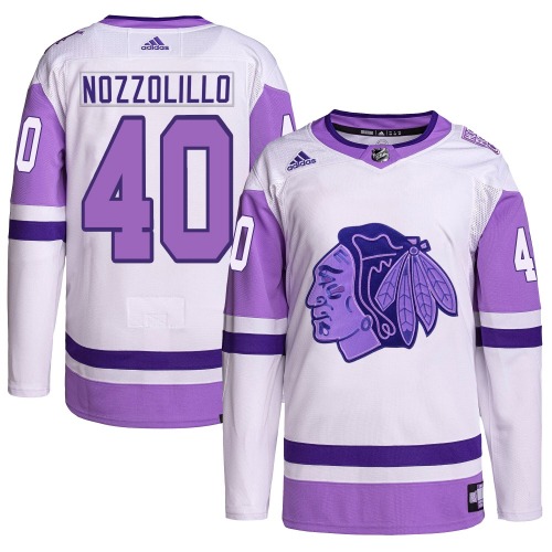 Dave Nozzolillo Chicago Blackhawks Adidas Authentic Hockey Fights Cancer Primegreen Jersey (White/Purple)