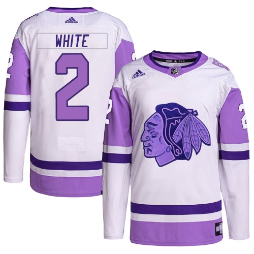 Bill White Chicago Blackhawks Adidas Authentic Hockey Fights Cancer Primegreen Jersey (White/Purple)
