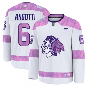 Lou Angotti Chicago Blackhawks Fanatics Youth Premium 2024 Hockey Fights Cancer Practice Jersey (White)