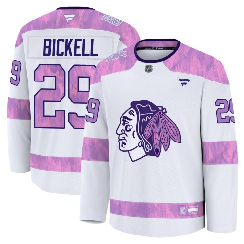 Bryan Bickell Chicago Blackhawks Fanatics Youth Premium 2024 Hockey Fights Cancer Practice Jersey (White)