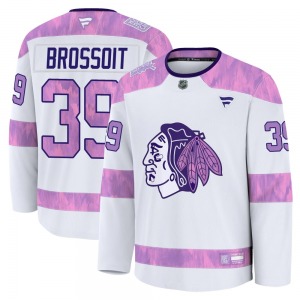 Laurent Brossoit Chicago Blackhawks Fanatics Youth Premium 2024 Hockey Fights Cancer Practice Jersey (White)